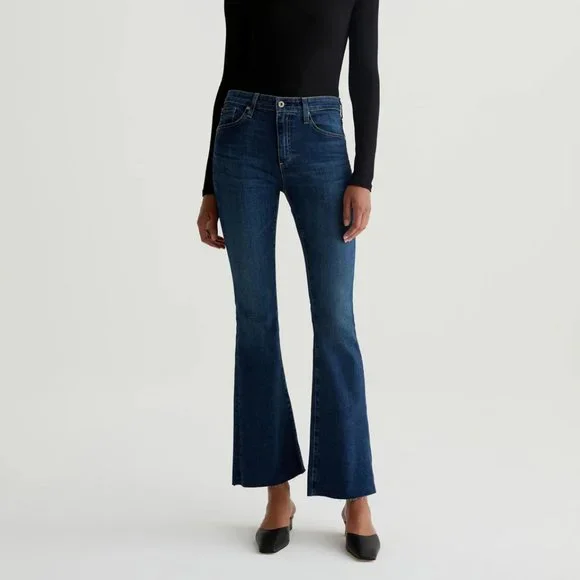 NEW AG Jeans Farrah Unhemmed Bootcut Denim Jeans - High Rise in Indigo 252 - Picture 9 of 9